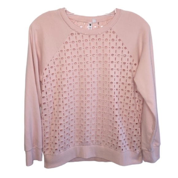 Cable And Gauge | Sweatshirt W/Laser Cutout All Over Z42345 Blush Pink Medium - Picture 1 of 7